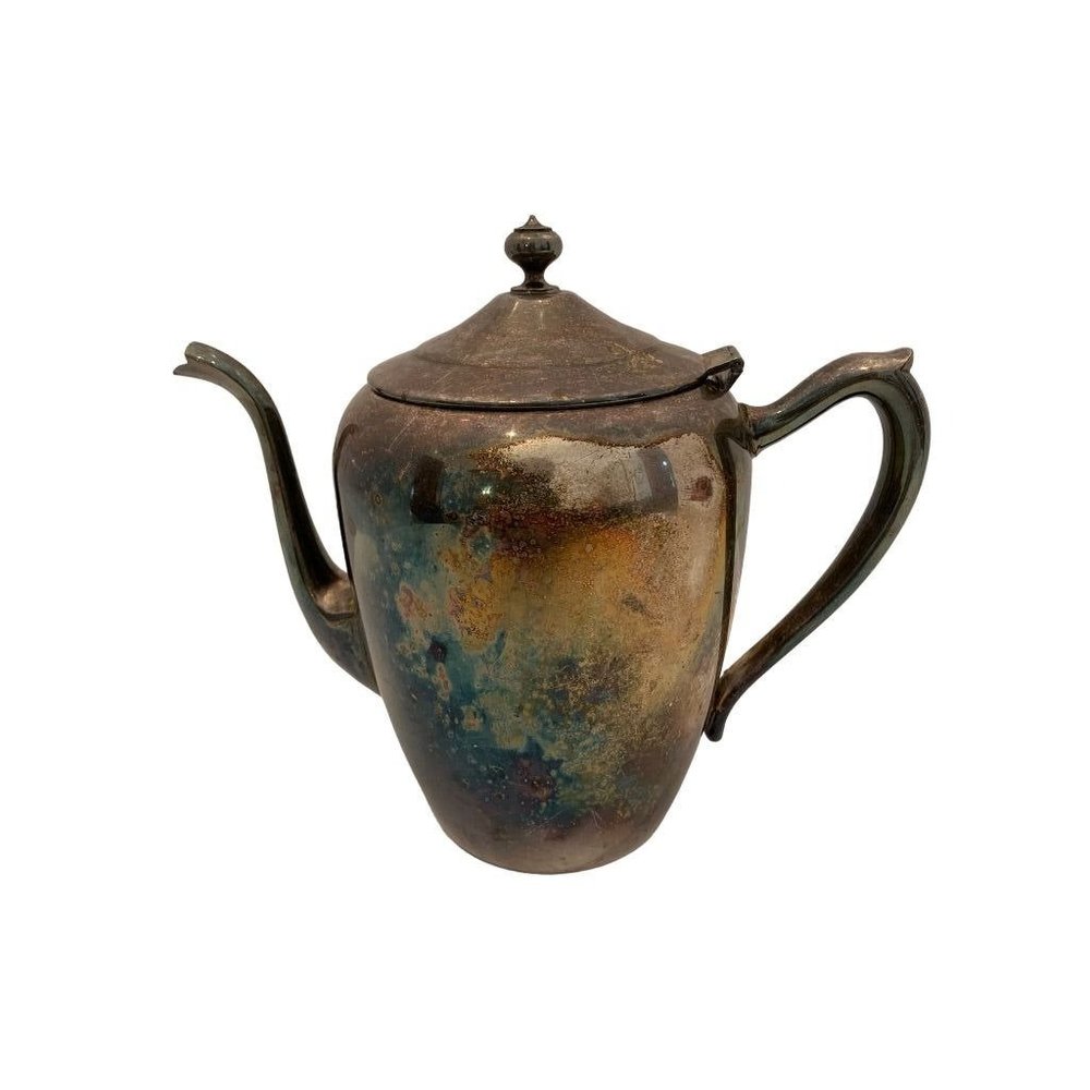 F.B. Rogers Silverplate over Copper Teapot Hinged Lid 7.5" x 9"